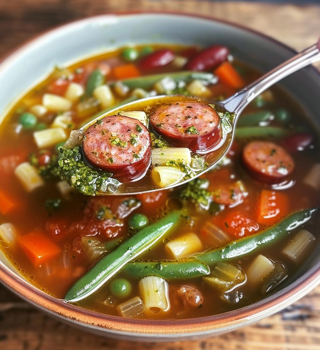 Minestrone with Sausage and Pesto - detail 1